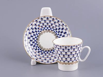 Чашка с блюдцем кофейная 80 мл.,  форма Черный кофе, рисунок Кобальтовая сетка арт. 81.14569.00.1