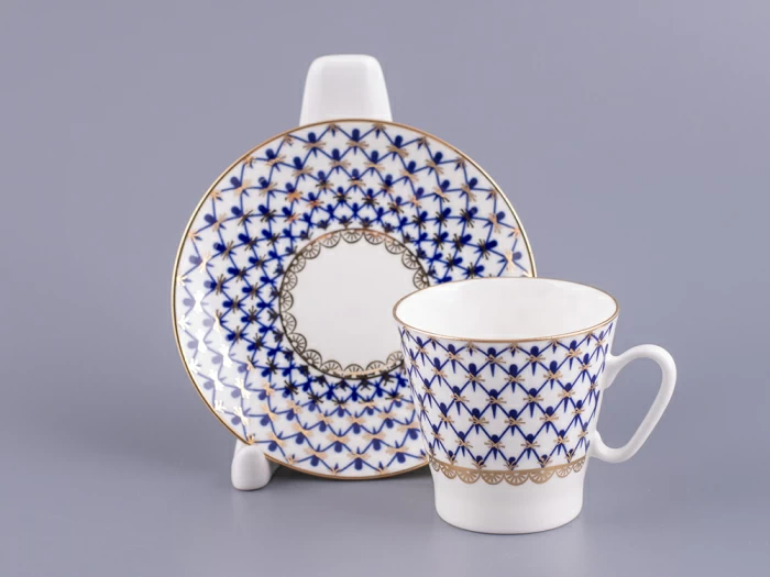 Чашка с блюдцем кофейная 80 мл форма Черный кофе рисунок Кобальтовая сетка арт. 81.14569.00.1, 