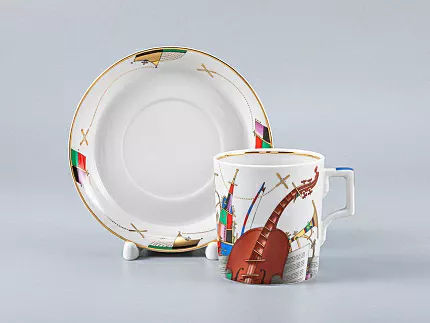 Сервиз чайный форма Гербовая рисунок Музыкальные инструменты, 6 персон 14 предметов, арт. 81.28041.00.1