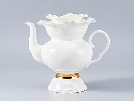 Сервиз чайный Белый цветок Золотая лента, 6 персон 14 предметов, арт. 81.18187.00.1 Сервиз чайный Белый цветок Золотая лента, 6 персон 14 предметов, арт. 81.18187.00.1