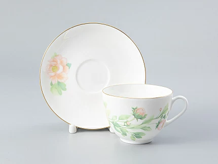 Чашка с блюдцем форма Весенняя-2 рисунок Нежный пион (зеленый), арт. 81.28779.00.1 Чашка с блюдцем форма Весенняя-2 рисунок Нежный пион (зеленый), арт. 81.28779.00.1