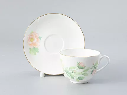 Чашка с блюдцем форма Весенняя-2 рисунок Нежный пион (зеленый), арт. 81.28779.00.1