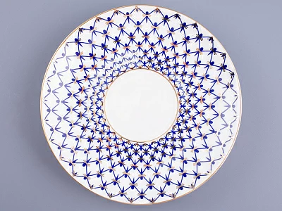 Чашка с блюдцем чайная 300 мл форма Купольная рисунок Кобальтовая сетка арт. 81.18456.00.1