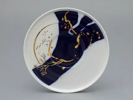 Чашка с блюдцем чайная, форма Колокол рисунок Зимняя дорога, арт. 81.34078.00.1