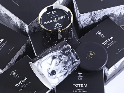 Свеча ароматическая в подарочной упаковке, рисунок Тотем. Волк аромат Тиковое дерево арт. 81.31596.00.1