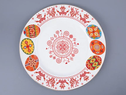 Блюдо круглое 310 мм форма Премиум рисунок Петушки-гребешки, арт 80.49803.00.1