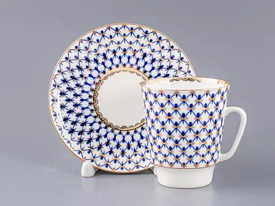 Чашка с блюдцем кофейная 165 мл форма Майская рисунок Кобальтовая сетка арт. 81.14574.00.1