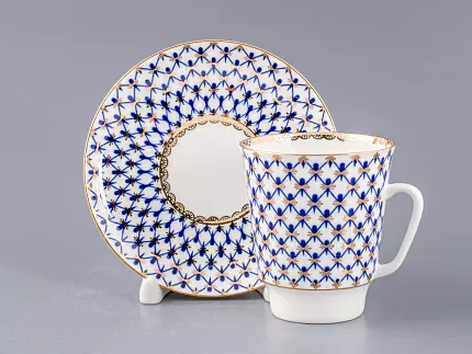 Чашка с блюдцем кофейная 165 мл форма Майская рисунок Кобальтовая сетка арт. 81.14574.00.1