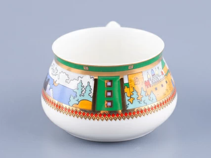 Чашка с блюдцем кофейная 180 мл.,  форма Билибина,  рисунок  Деревня на озере  арт. 81.15225.00.1, 