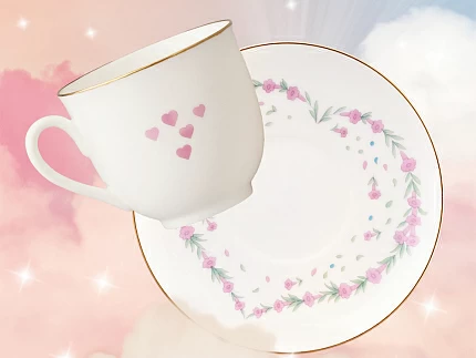 Чашка с блюдцем кофейная 180 мл.,  форма Ландыш, рисунок Люби, арт. 81.32909.00.1