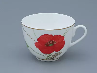 Чашка с блюдцем чайная форма Весенняя рисунок Маки, арт. 81.34141.00.1