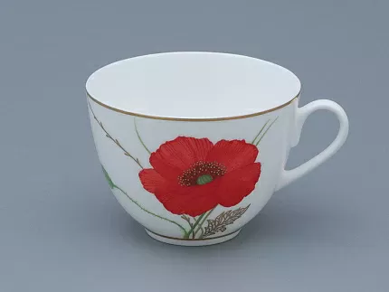 Чашка с блюдцем чайная форма Весенняя рисунок Маки, арт. 81.34141.00.1