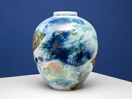 Ваза рисунок Подводный мир, форма Круглая, арт 80.41267.00.1