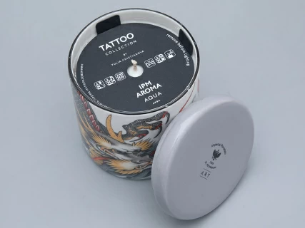 Подарочный набор Свеча рисунок TATTOO Dragon аромат Аква арт. 81.31628.00.1, 