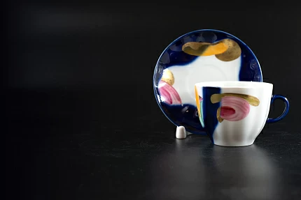 Сервиз кофейный на форме Тюльпан, Кобальтовые пятна, арт 61.20984.00.1