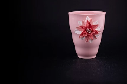 Бокал для салфеток, форма Флора фарфора, Розовый с розовым крупным цветком, арт 60.06878.00.1