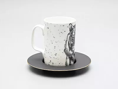 Бокал с блюдцем Тотем в подарочной упаковке, рисунок Тигр арт. 81.30082.00.1