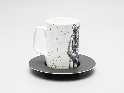 Бокал с блюдцем Тотем в подарочной упаковке, рисунок Тигр арт. 81.30082.00.1