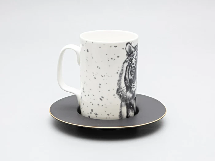 Бокал с блюдцем Тотем в подарочной упаковке, рисунок Тигр арт. 81.30082.00.1, 