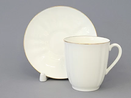 Чашка с блюдцем кофейная 176 мл форма Ветерок рисунок Золотой кантик арт. 81.13630.00.1 Чашка с блюдцем кофейная 176 мл форма Ветерок рисунок Золотой кантик арт. 81.13630.00.1