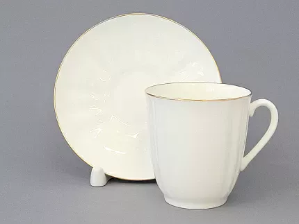 Чашка с блюдцем кофейная 176 мл форма Ветерок рисунок Золотой кантик арт. 81.13630.00.1