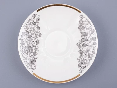 Чашка с блюдцем чайная 200 мл форма Гвоздика рисунок Лето Черное арт. 81.20072.00.1