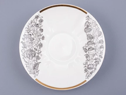 Чашка с блюдцем чайная 200 мл форма Гвоздика рисунок Лето Черное арт. 81.20072.00.1