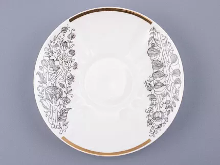 Чашка с блюдцем чайная 200 мл форма Гвоздика рисунок Лето Черное арт. 81.20072.00.1