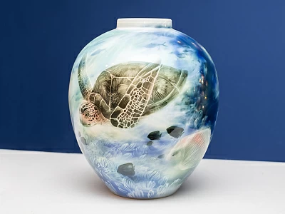 Ваза рисунок Подводный мир, форма Круглая, арт 80.41267.00.1