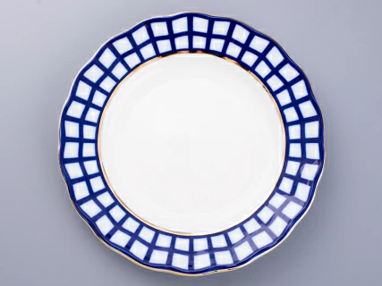 Сервиз чайный форма Тюльпан рисунок Кобальтовая клетка, 6 персон 20 предметов, арт. 81.15116.01.1, 