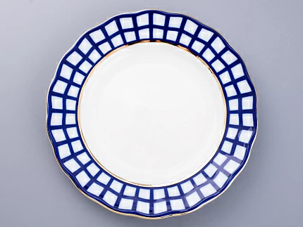 Сервиз чайный форма Тюльпан рисунок Кобальтовая клетка, 6 персон 20 предметов, арт. 81.15116.01.1