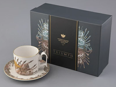 Чашка с блюдцем в подарочной упаковке, форма Охотничий, рисунок Триумф Золотой орел, арт. 81.32469.00.1 Чашка с блюдцем в подарочной упаковке, форма Охотничий, рисунок Триумф Золотой орел, арт. 81.32469.00.1