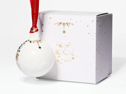 Елочная игрушка в подарочной упаковке, форма Шар с елкой, рисунок Звездопад, арт. 81.33931.00.1, 