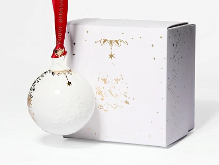 Елочная игрушка в подарочной упаковке, форма Шар с елкой, рисунок Звездопад, арт. 81.33931.00.1