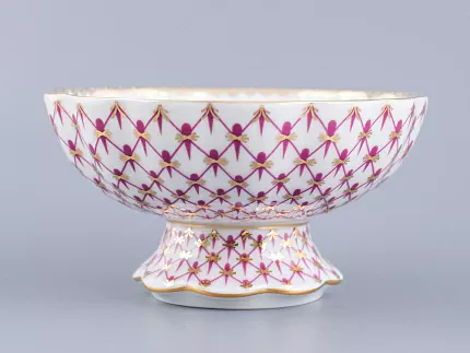 Ваза для конфет форма Тюльпан, рисунок Сетка-Блюз, арт 80.50209.00.1