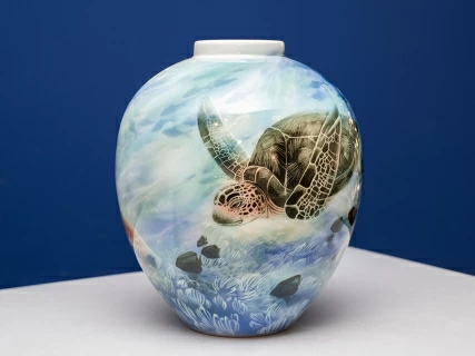 Ваза рисунок Подводный мир, форма Круглая, арт 80.41267.00.1, 