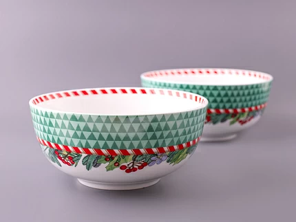 Набор салатников 2шт 190 мм, форма Восточная, рисунок Зимняя история арт. 81.11372.00.1