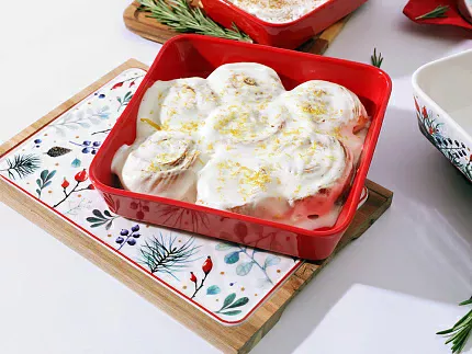 Салатник большой с деревянной крышкой (квадратный 240x240мм) форма Стандартная рисунок Календа арт. 42.00044.00.1