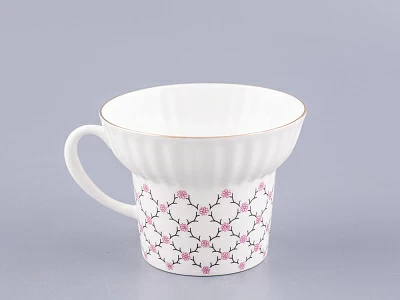 Чашка с блюдцем кофейная 155 мл форма Волна рисунок Розовая сетка арт. 81.14621.00.1