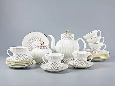Сервиз чайный Волна Розовая сетка, 6 персон 20 предметов, арт. 81.20895.00.1