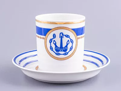 Чашка с блюдцем чайная 220 мл форма Гербовая рисунок Кают-компания № 1 арт. 81.24030.00.1