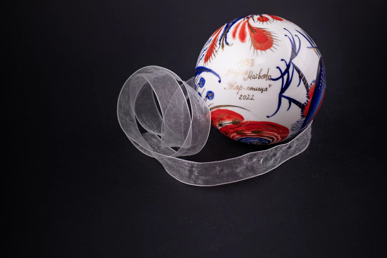 Елочная игрушка Шар, рисунок Жар-птица, арт 60.15214.00.1, 