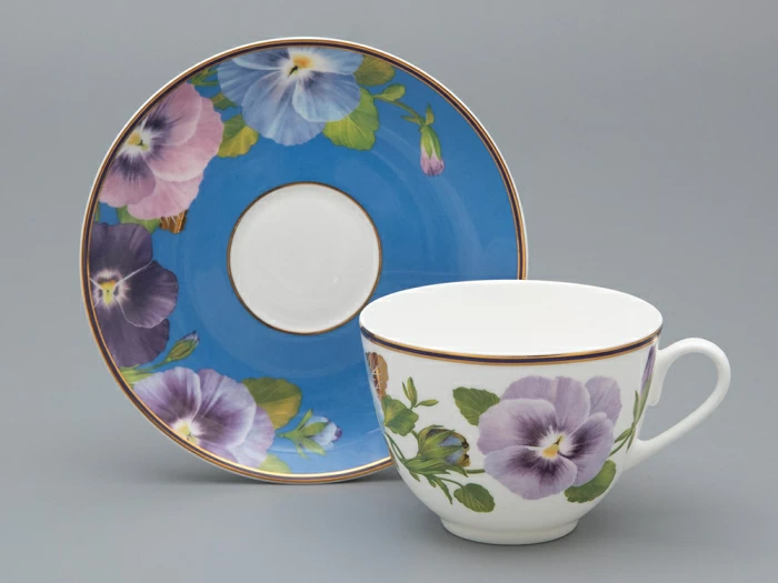 Чашка с блюдцем чайная форма Весенняя 2 рисунок Виола 2, арт. 81.34139.00.1, 