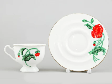 Чашка с блюдцем чайная форма Айседора рисунок Огонек 250 мл арт. 81.19359.00.1, 