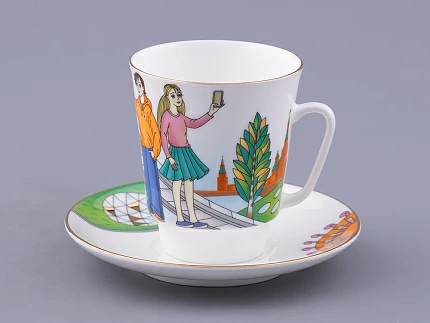Чашка с блюдцем форма Майская, рисунок Парк Зарядье, арт. 81.32625.00.1 Чашка с блюдцем форма Майская, рисунок Парк Зарядье, арт. 81.32625.00.1