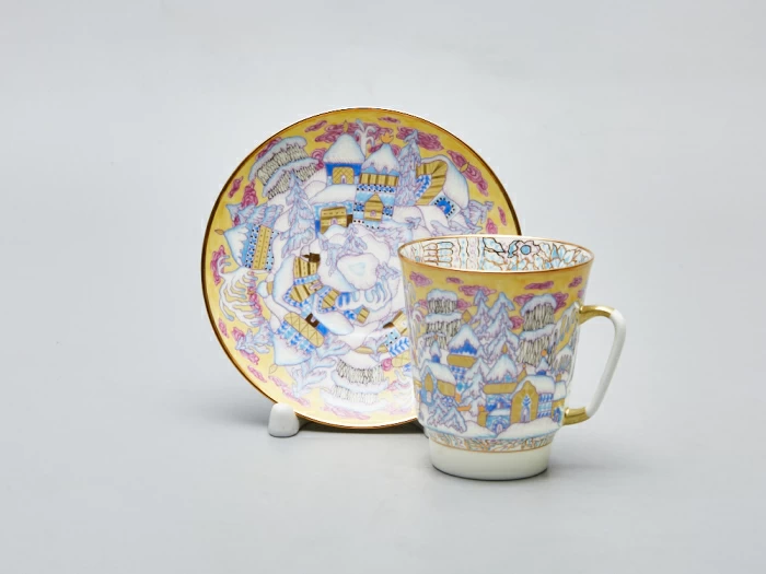 Чашка с блюдцем 165 мл форма Майская рисунок Морозный вечер, арт. 81.10507.00.1, 