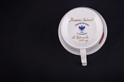 Чашка с блюдцем кофейная, рисунок Конфета Зайчик, форма Юлия, арт 61.21051.00.1