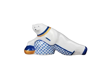 Скульптура форма Медведь-керлингист рисунок Синяя сетка арт. 82.82951.00.1