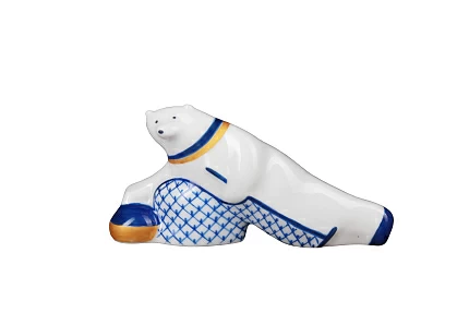 Скульптура форма Медведь-керлингист рисунок Синяя сетка арт. 82.82951.00.1