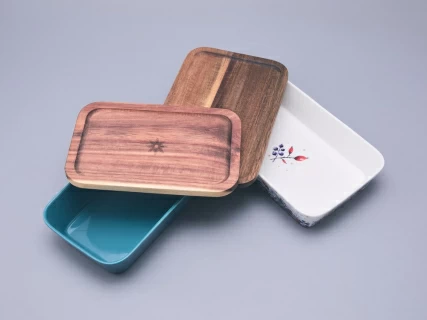 Набор для запекания с деревянной крышкой (2 предмета), в подарочной упаковке, форма Стандартная, рисунок Календа, арт 42.00073.00.1, 